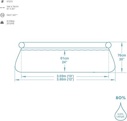 dimensiones Piscina Hinchable Bestway Fast Set grande 366x76 cm infantil y adultos